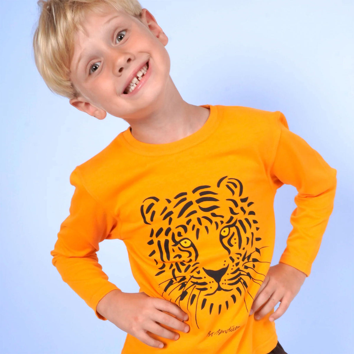Bo Bendixen Kinder T-Shirt Langarm Tiger orange
