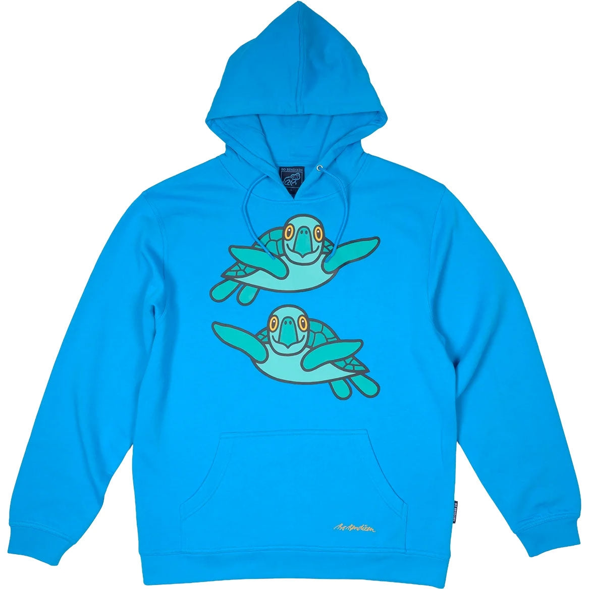 Bo Bendixen Sweatshirt mit Kapuze Schildkröte türkis