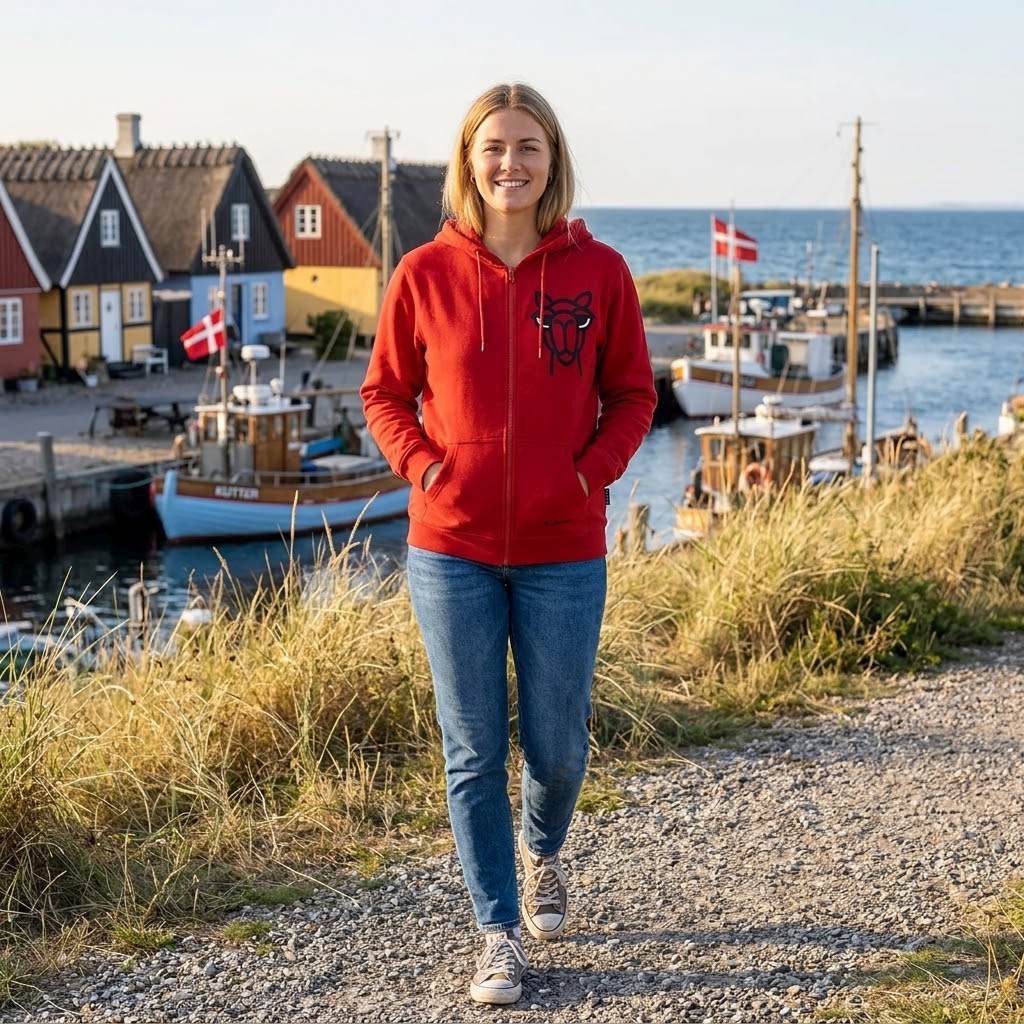 Bo Bendixen Sweatshirtjacke mit Kapuze Kamel rot