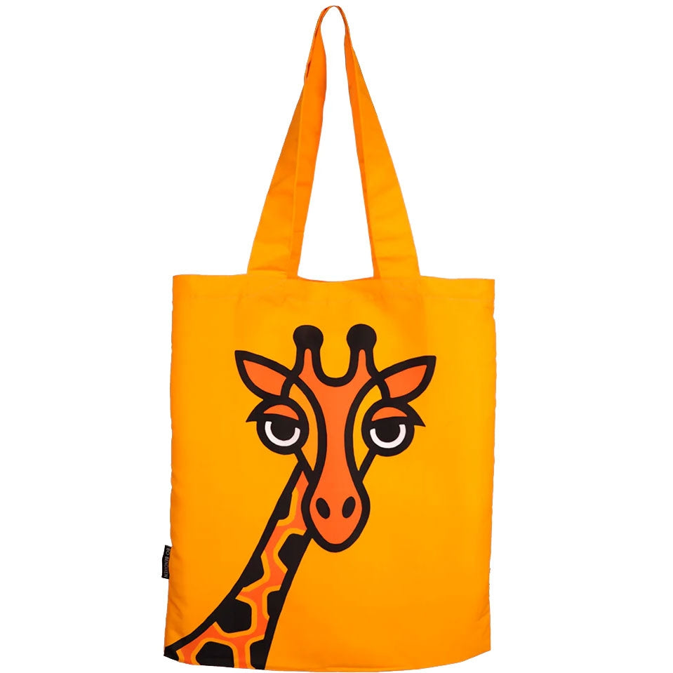 Bo Bendixen Giraffe Tasche 40 x 44,5 cm - gelb Einkaufstasche mit Beutel aus recyceltem PET