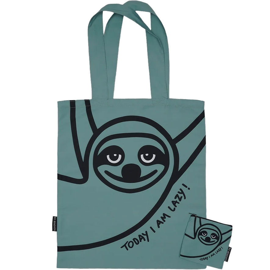 Bo Bendixen Lazy Guy Tasche 40 x 44,5 cm - grüne Einkaufstasche mit Beutel aus recyceltem PET