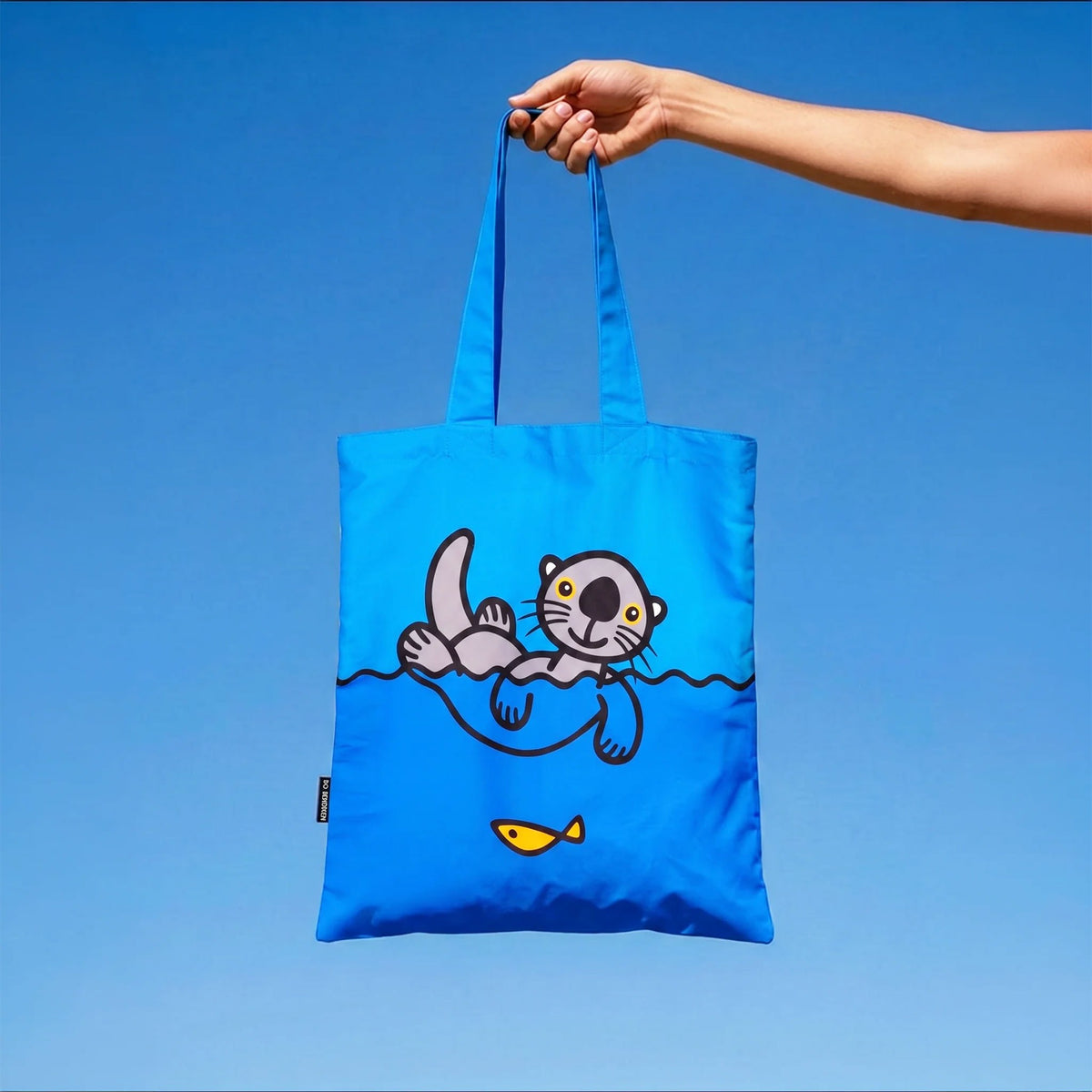 Bo Bendixen Seeotter Tasche 40 x 44,5 cm - blau Einkaufstasche mit Beutel aus recyceltem PET