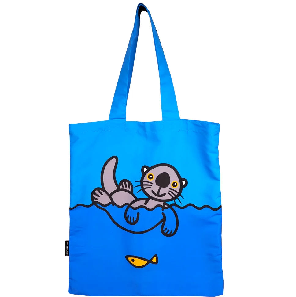 Bo Bendixen Seeotter Tasche 40 x 44,5 cm - blau Einkaufstasche mit Beutel aus recyceltem PET
