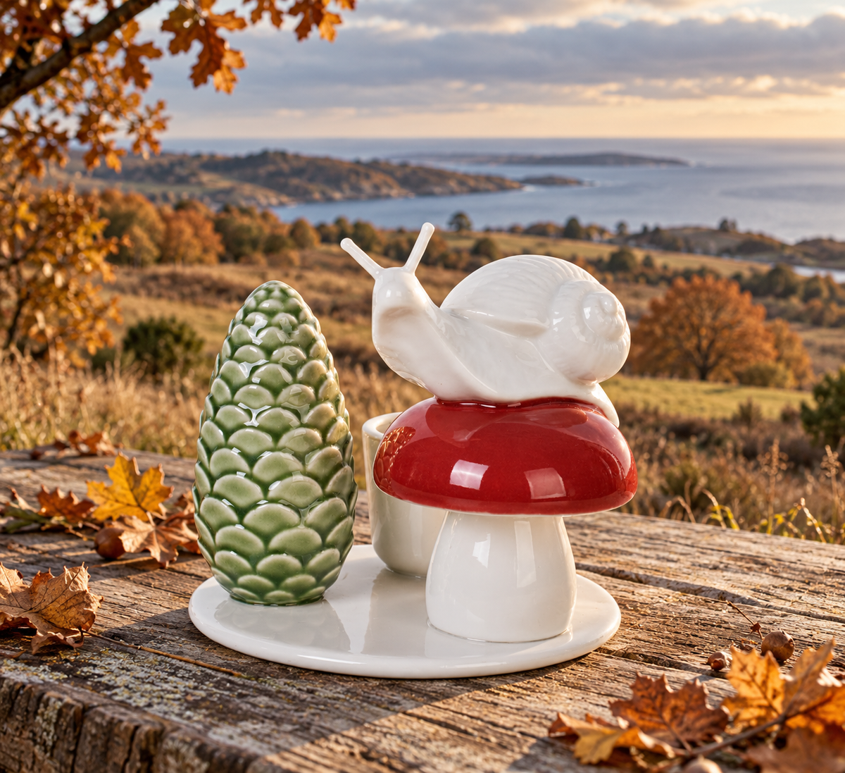 Dottir Nordic Design Winter Stories Candle Holder Snail & Mushroom Height 8.8 cm