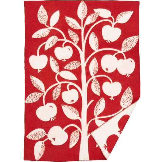 Klippan Apfel Wolldecke 130x180 cm rot, creme
