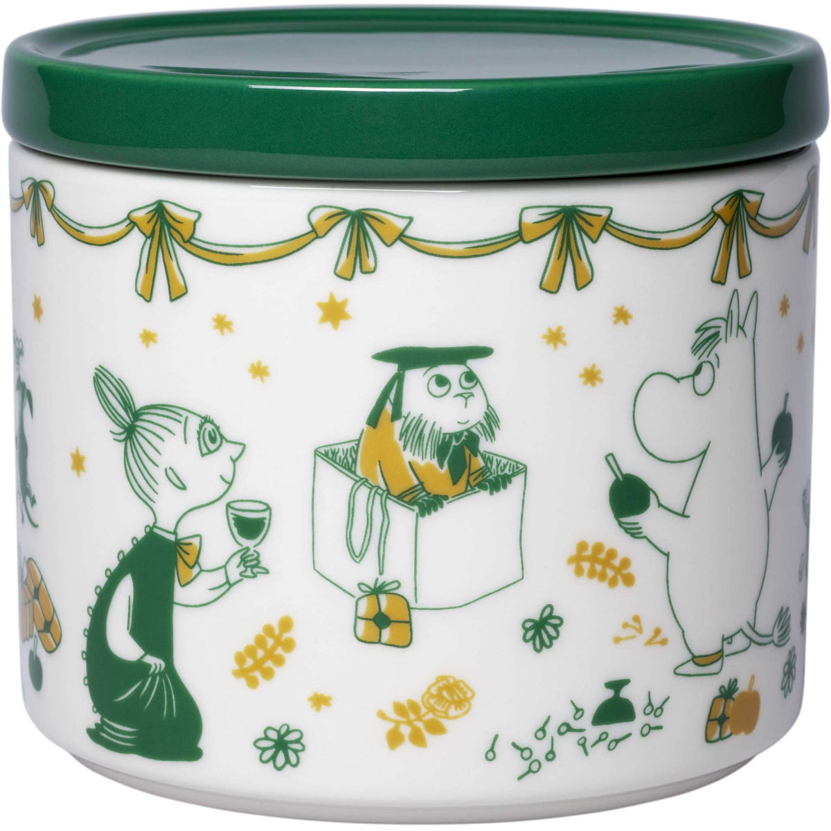 Moomin by Arabia Mumins Gift of Love Dose 0,7 l creme, weihnachtsgrün