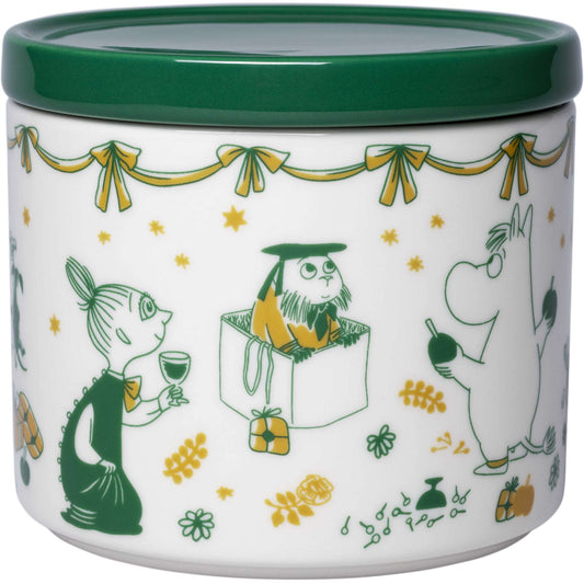 Moomin by Arabia Mumins Gift of Love Dose 0,7 l creme, weihnachtsgrün