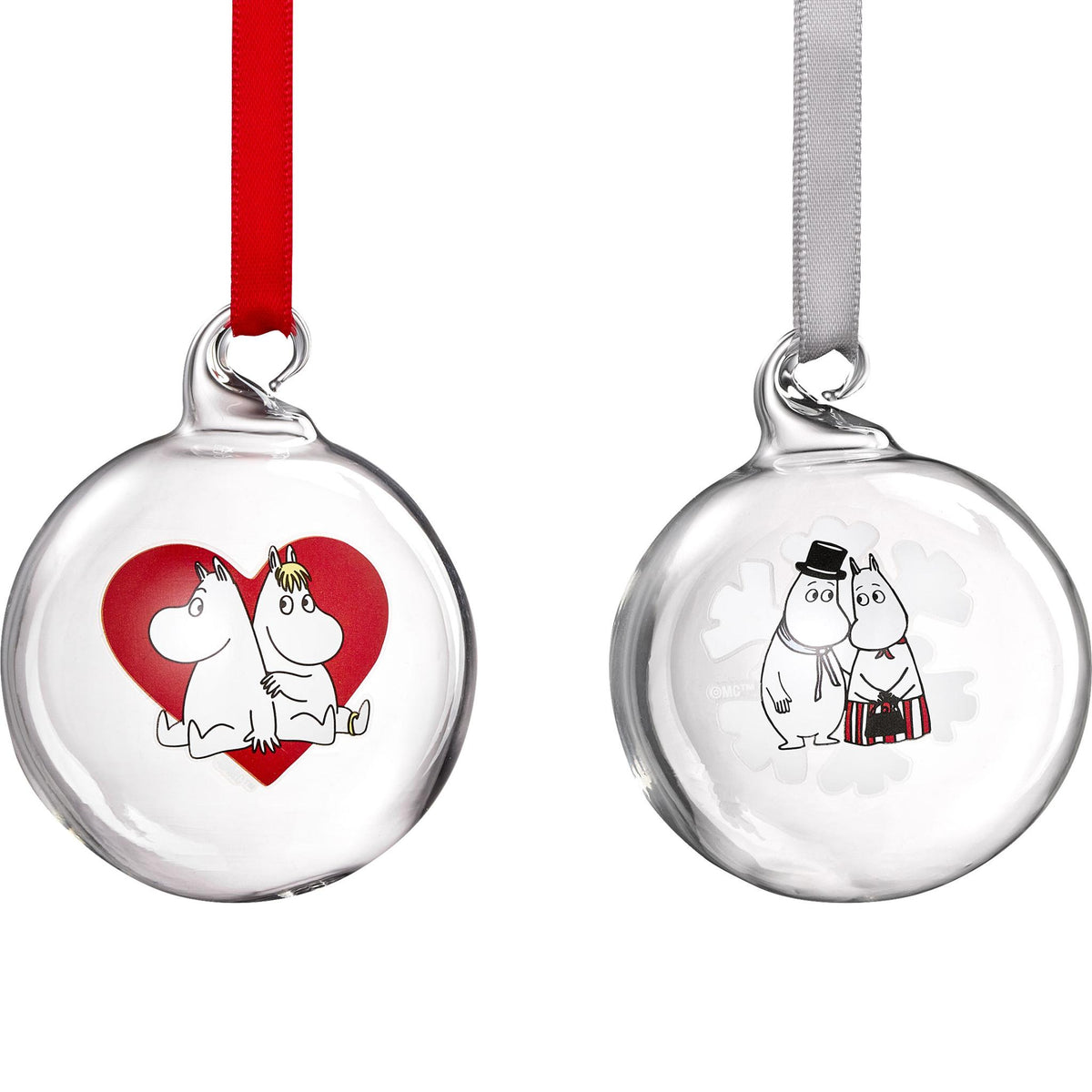 Muurla Mumins Christbaumkugel Herz & Schneeflocke Ø 5 cm 2er Set