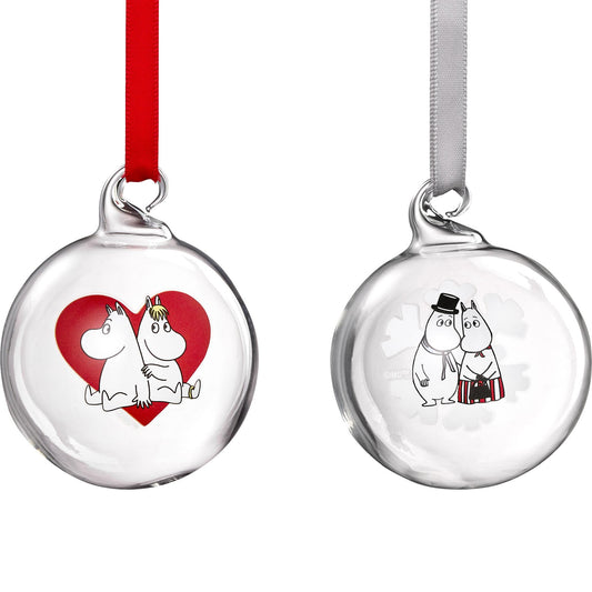 Muurla Mumins Christbaumkugel Herz & Schneeflocke Ø 5 cm 2er Set