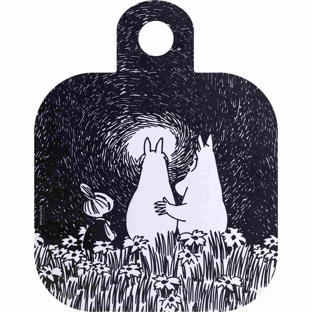 Muurla Moomin Friendship Cutting Board / Serving Board 25x32 cm pink, black with 2 motifs
