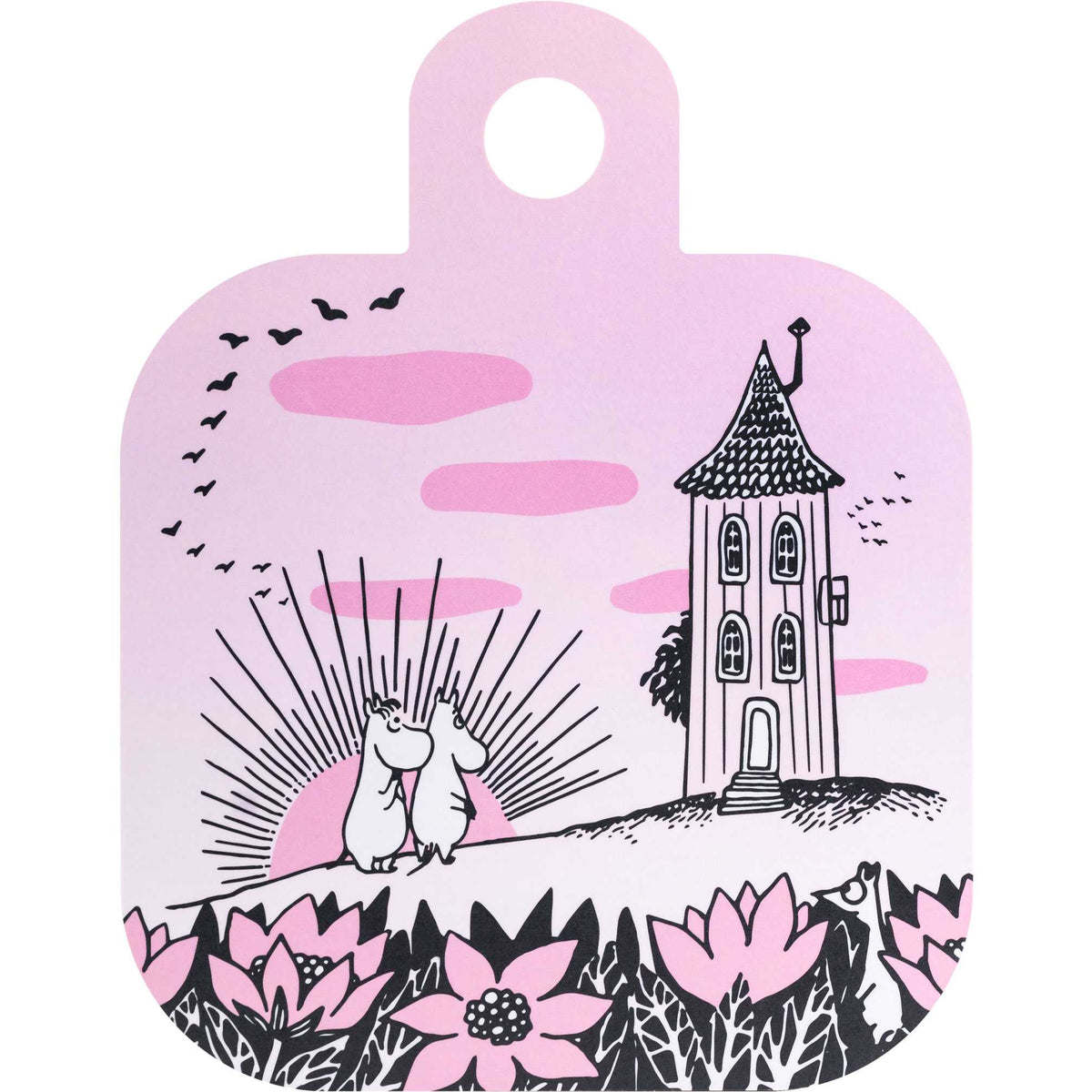 Muurla Moomin Friendship Cutting Board / Serving Board 25x32 cm pink, black with 2 motifs