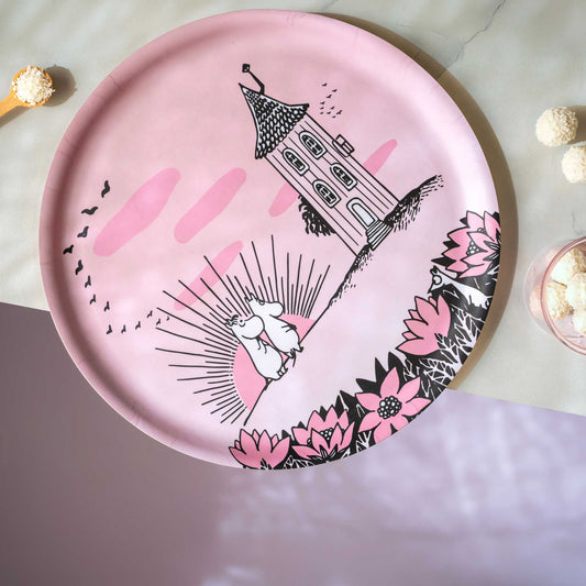 Muurla Mumins Freundschaft Tablett Ø 35 cm rosa
