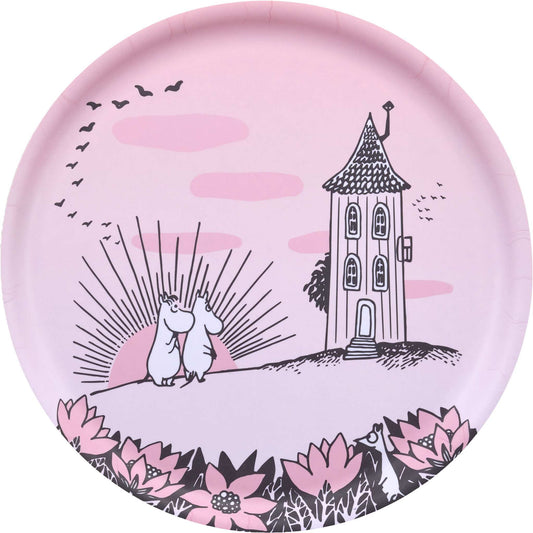 Muurla Mumins Freundschaft Tablett Ø 35 cm rosa