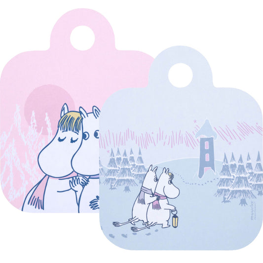 Muurla Mumins Frosttag Schneidebrett / Servierbrett 20x25 cm rosa, blau mit 2 Motiven