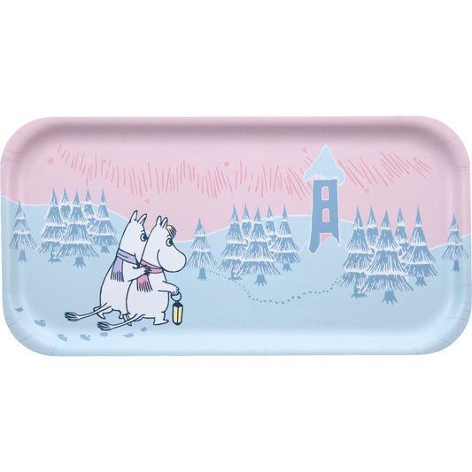 Muurla Mumins Frosttag Tablett 22x43 cm rosa, blau