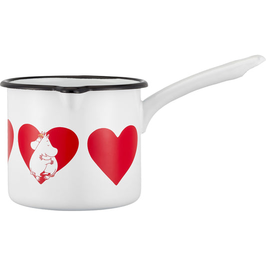 Muurla Mumins Herz Sauteuse 1,3 l Emaille rot, weiß