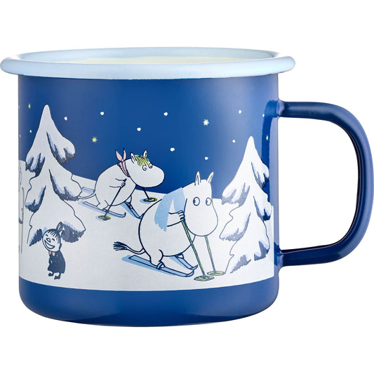 Muurla Mumins Starry Night Tasse 0,37 l Emaille nachtblau, weiß