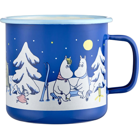 Muurla Mumins Starry Night Tasse / Krug 0,8 l Emaille nachtblau, weiß