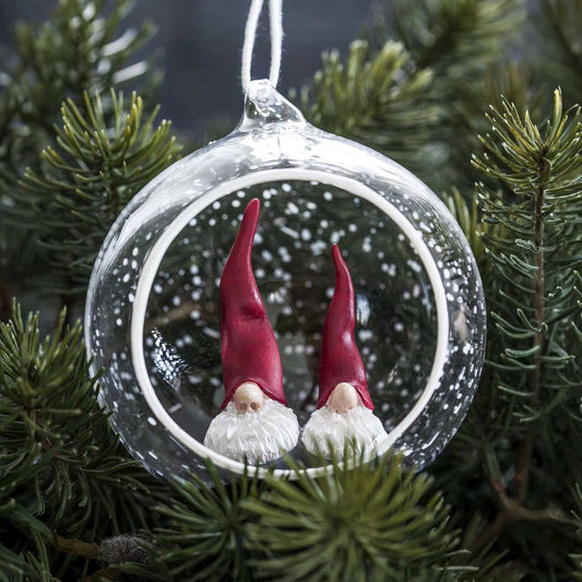 Nääsgränsgården Christmas bauble with Tomte, 10.5 cm high