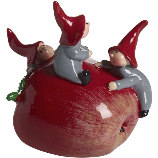 Nääsgränsgården Gnomes on Apple, Height 9 cm, Red, Grey