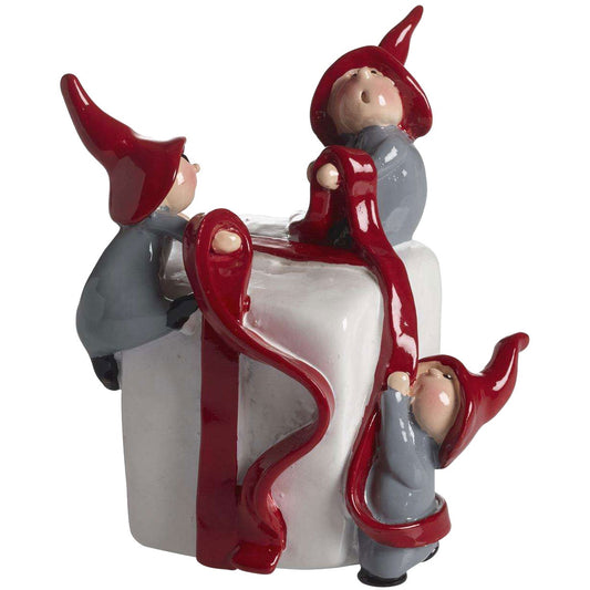 Nääsgränsgården Gnomes on gift, height 9.5 cm, red, grey