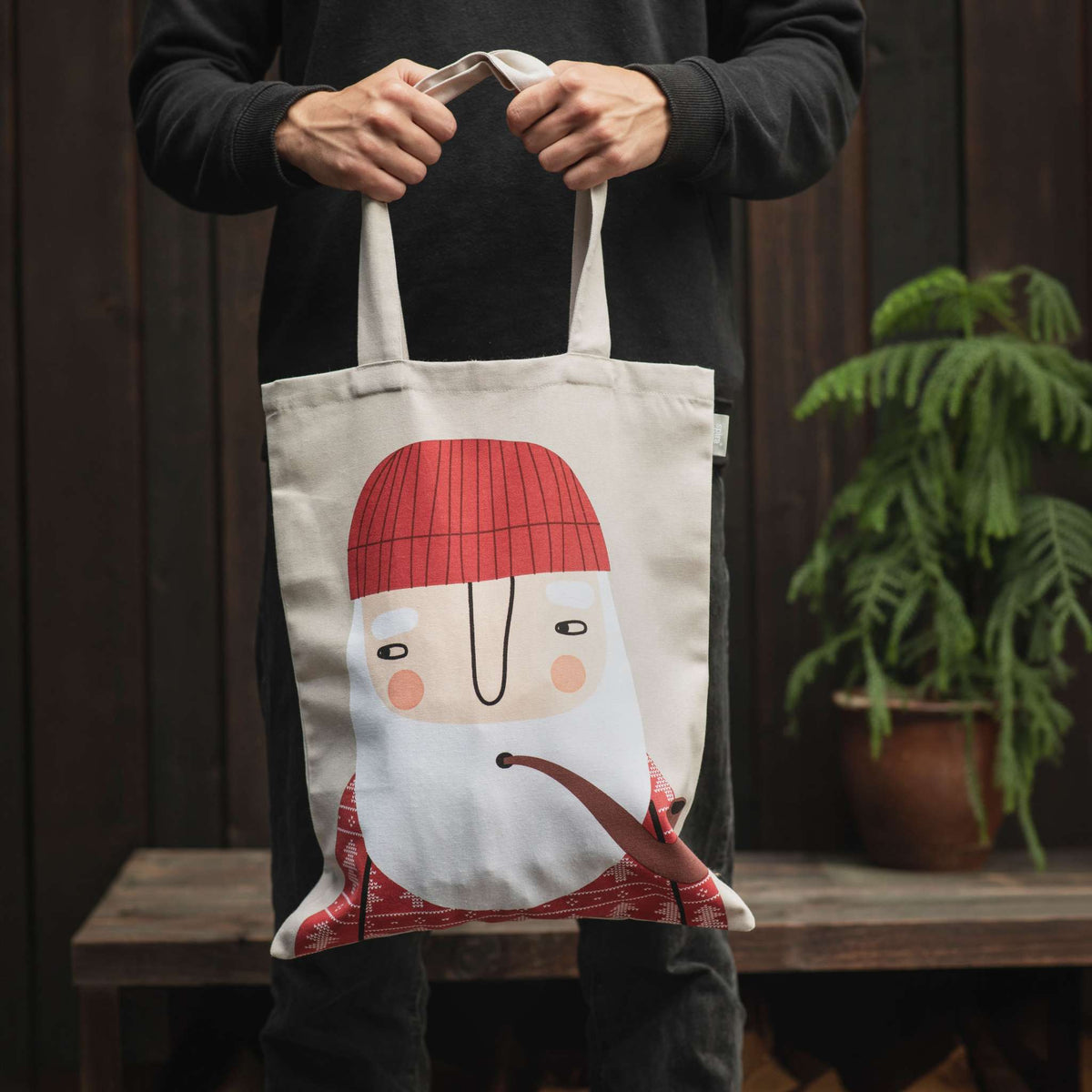Spira of Sweden Kompiskasse Jul-Ebbot Bag 37x47 cm - colorful fabric shopping bag