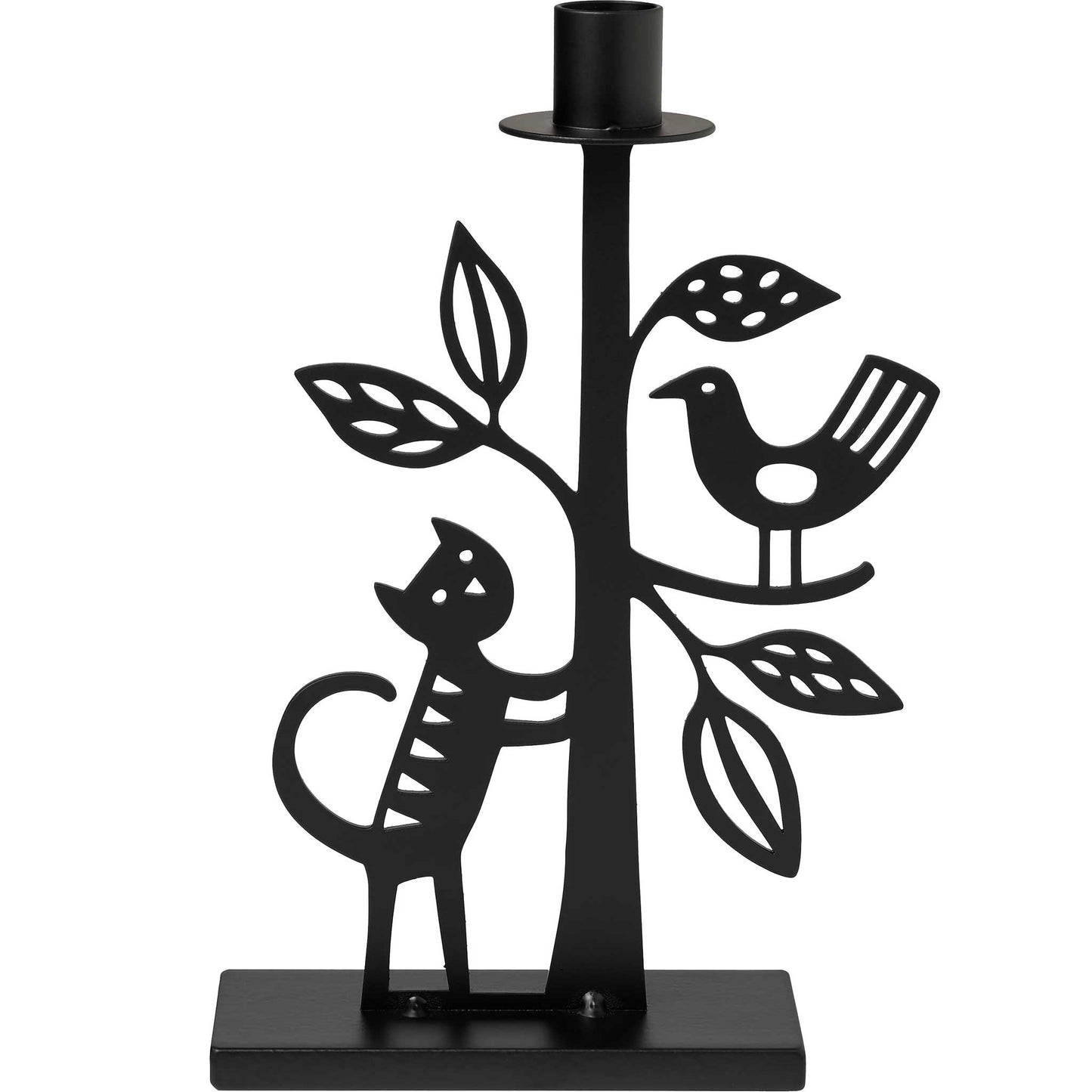 Bengt & Lotta Kerzenständer „Katze und Baum“ – Skandinavisches Design-Highlight (25 cm, Schwarz)