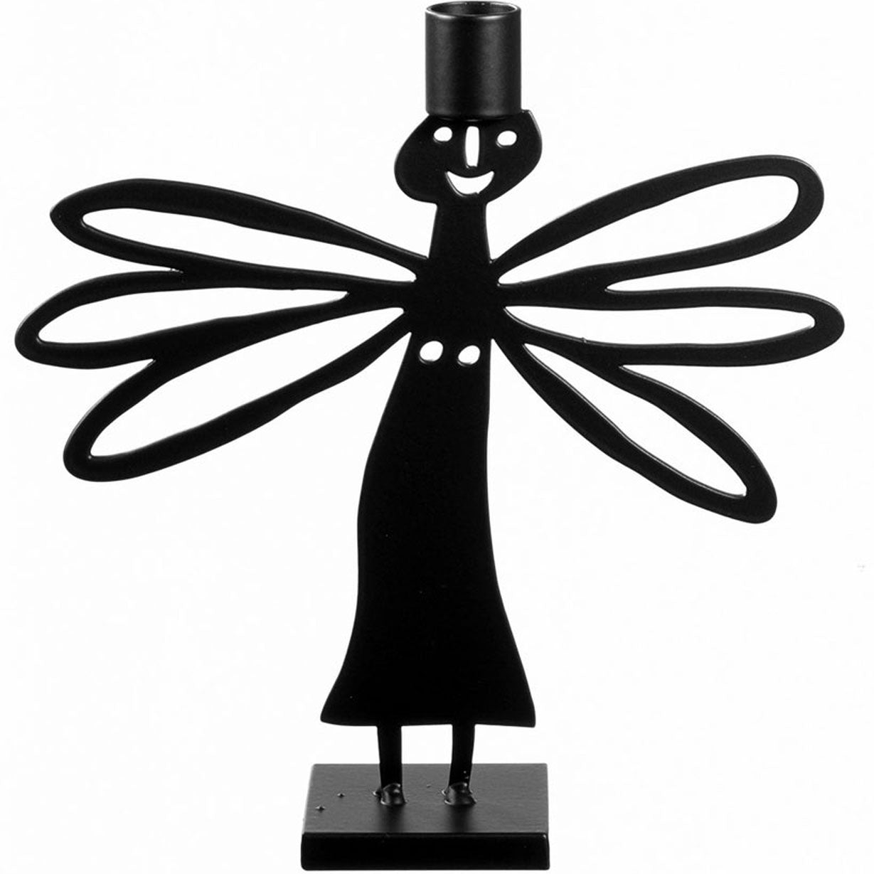 Bengt & Lotta Kerzenständer „Engel Libelle“ – Verspielte Design-Poesie (11,2 cm, Schwarz)