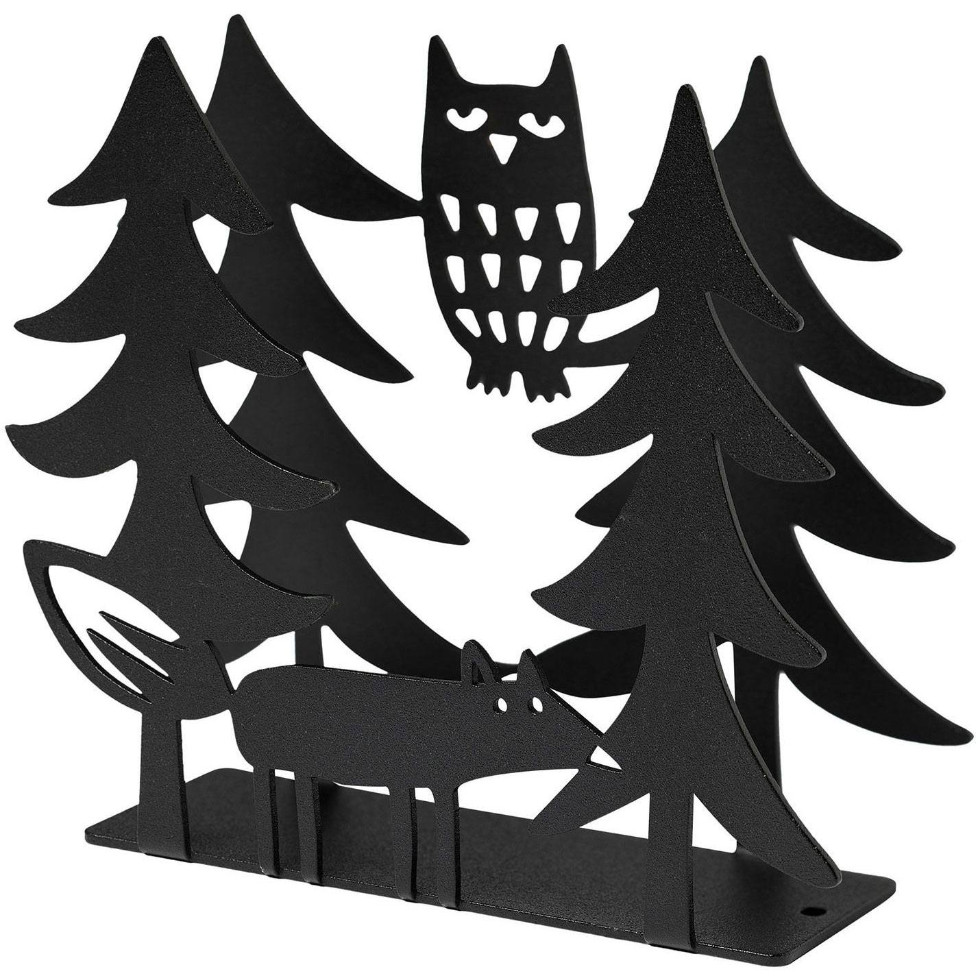 Bengt & Lotta Fuchs & Eule Papierserviettenständer 12,5x14,5 cm schwarz
