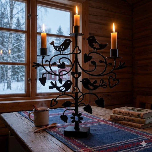 Bengt & Lotta Liebesvögel Kerzenständer 3 flammig Höhe 37,5 cm schwarz