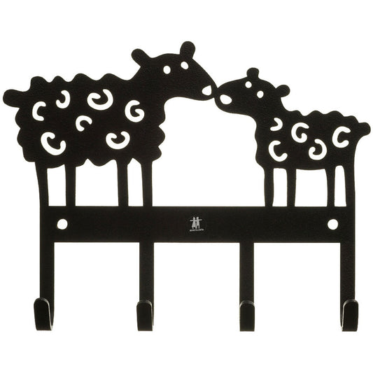 Bengt & Lotta Schaf Wandhakenleiste mit 4 Haken Metall 15x19 cm schwarz