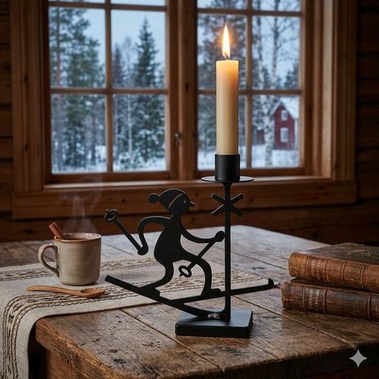 Bengt & Lotta Ski Kerzenständer Höhe 17,5 cm Breite 16 cm schwarz