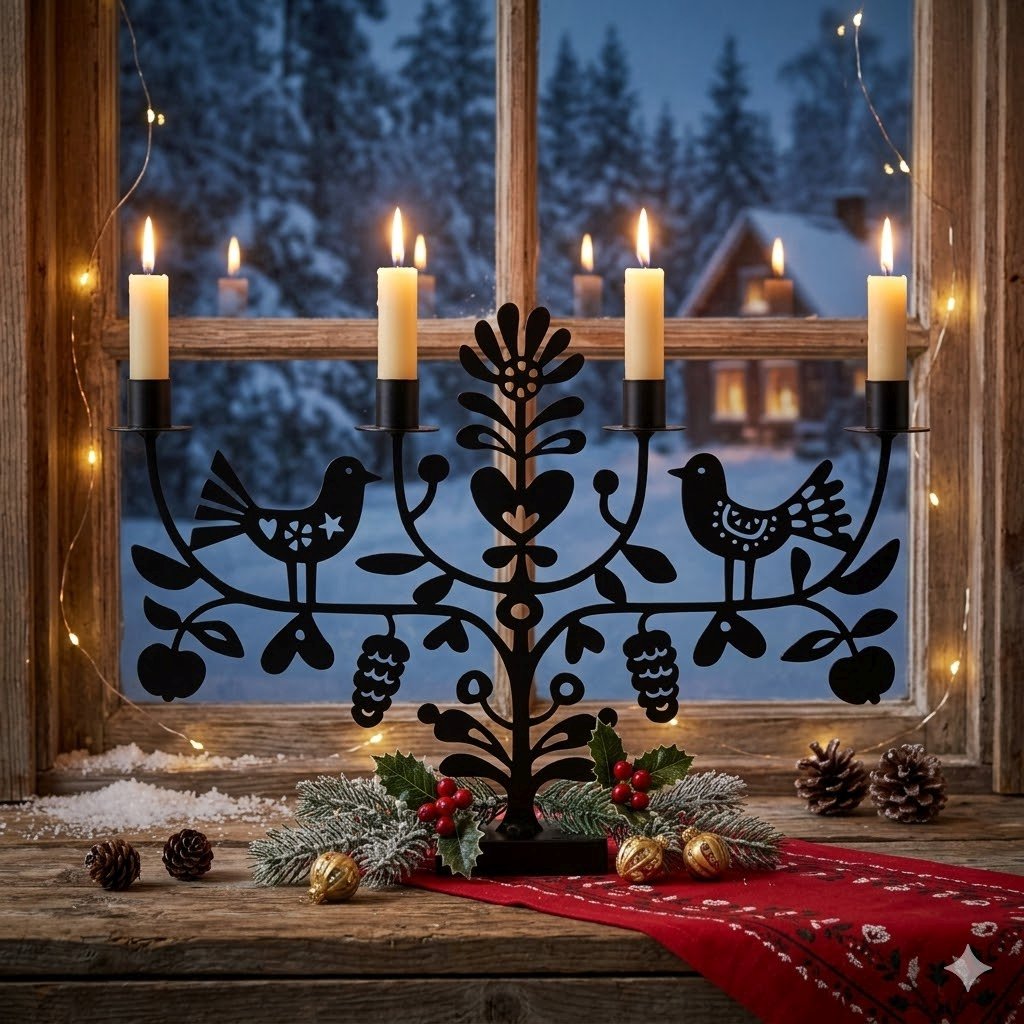 Bengt & Lotta Tannenzapfen Kerzenständer 4 flammig Höhe 32 cm schwarz