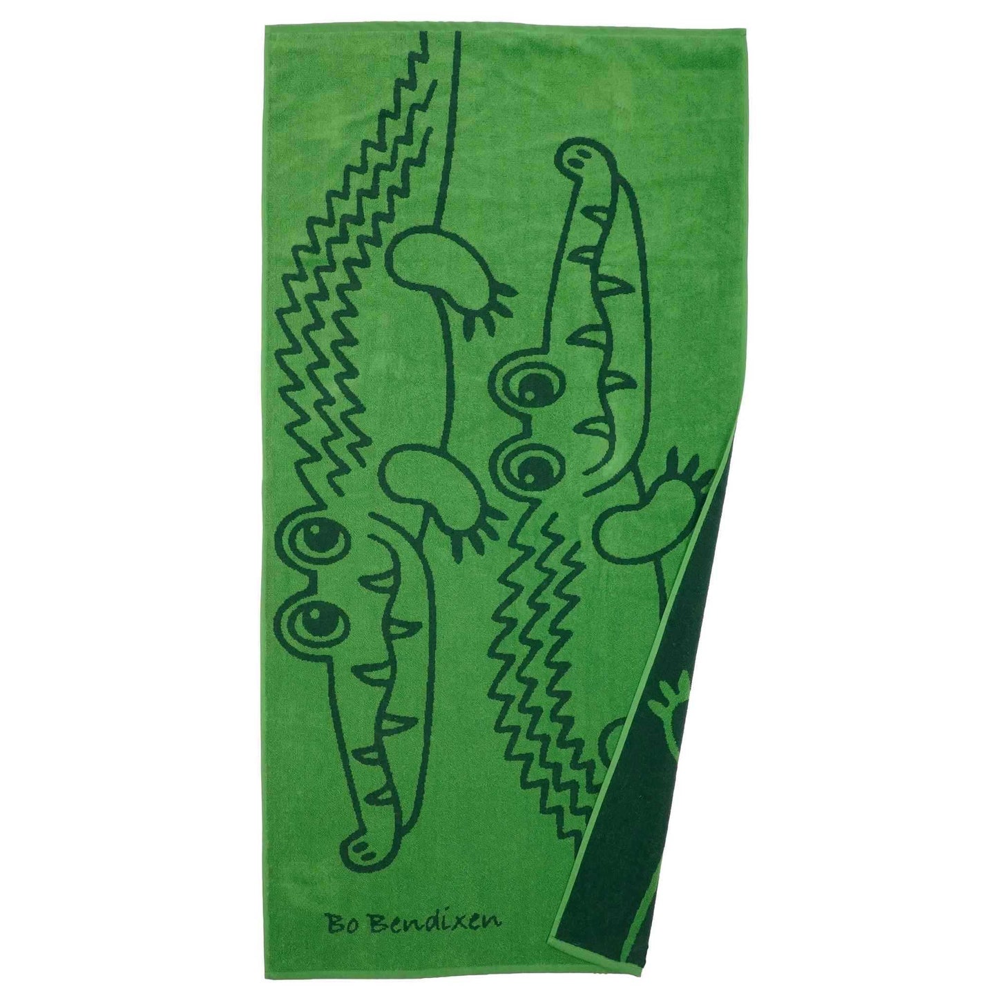 Bo Bendixen Crocodile Beach Towel 70x140 cm green dark green made of fluffy terry cloth