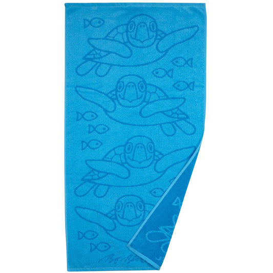 Bo Bendixen Turtle Bath Towel 100x150 cm Turquoise made of fluffy terry cloth