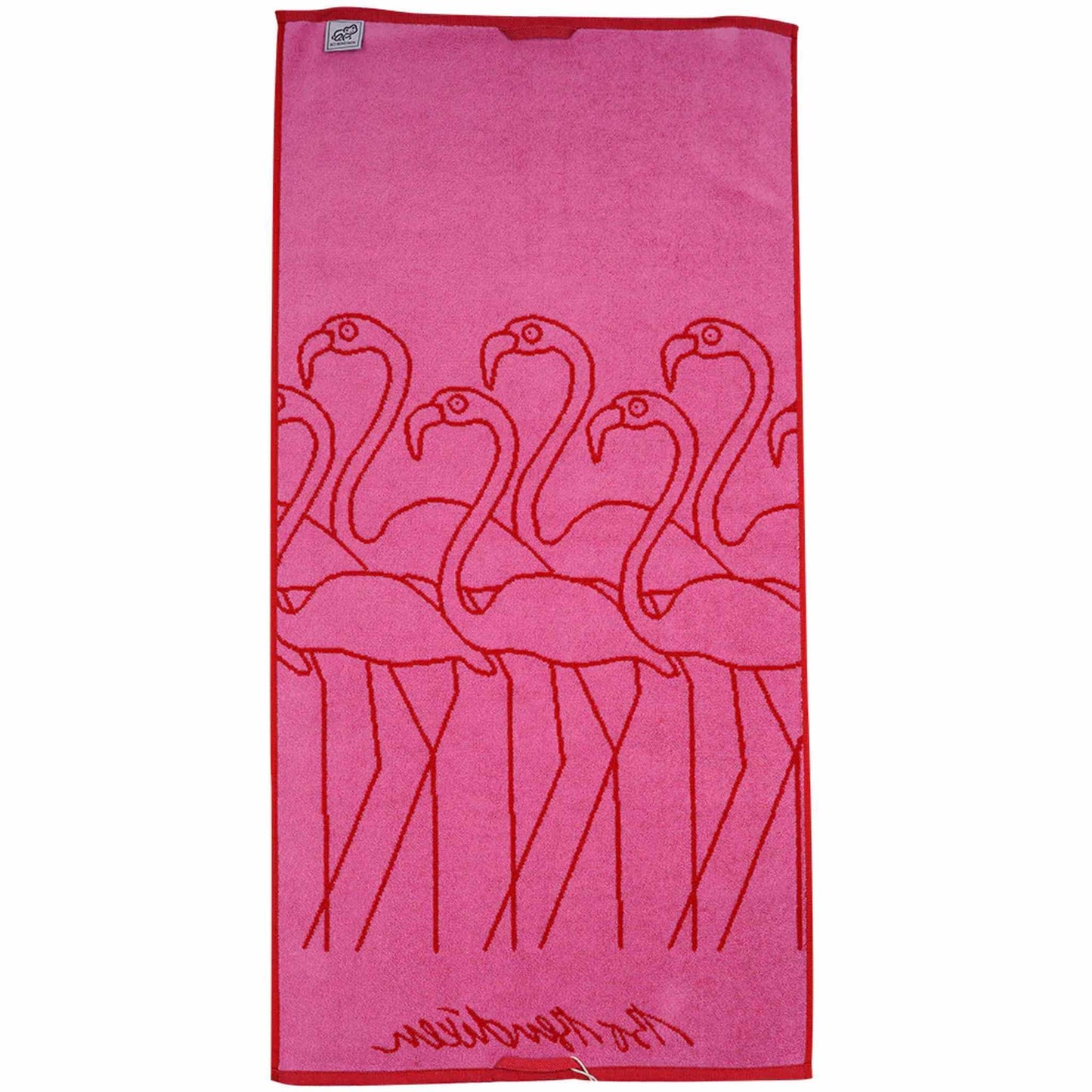 Bo Bendixen Flamingo Handtuch 50x100 cm rot, pink aus flauschigem Frottee
