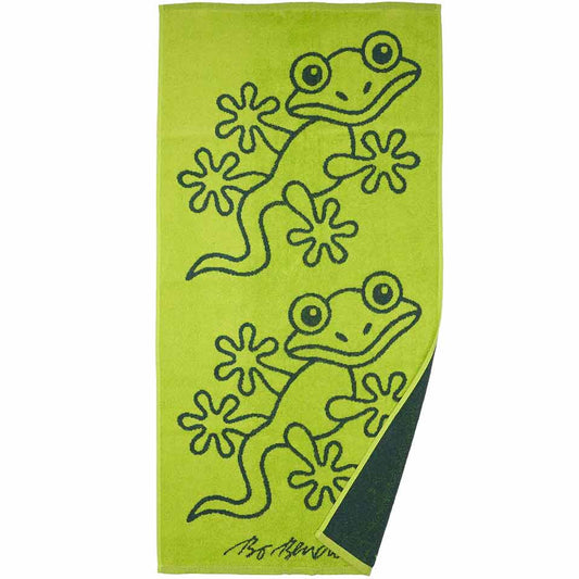 Bo Bendixen Gecko Towel 50x100 cm lime, dark green made of fluffy terry cloth