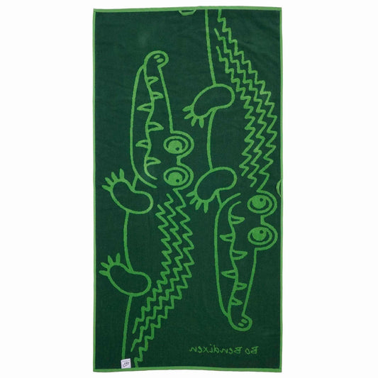 Bo Bendixen Crocodile Towel 50x100 cm Green Dark Green made of fluffy terry cloth