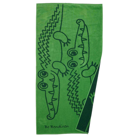 Bo Bendixen Crocodile Towel 50x100 cm Green Dark Green made of fluffy terry cloth