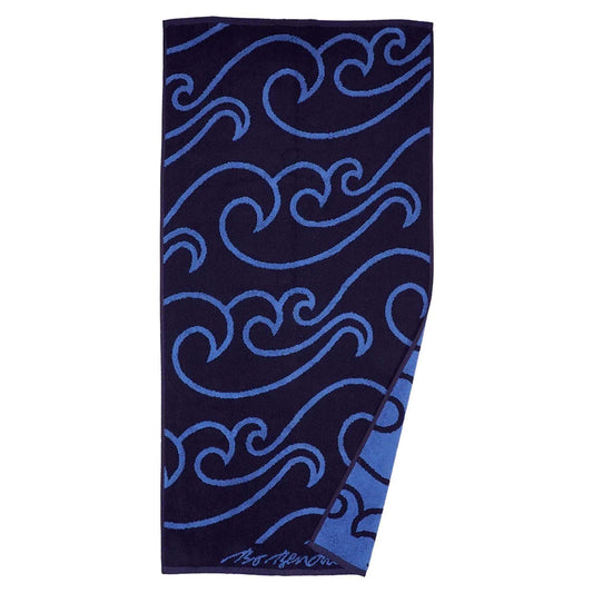 Bo Bendixen North Sea Towel 50x100 cm dark blue, light blue made of fluffy terrycloth