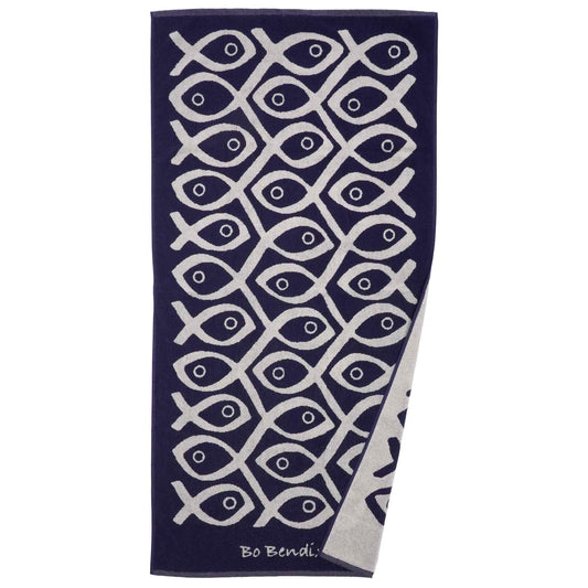 Bo Bendixen Sushi Towel 50x100 cm navy made of fluffy terry cloth