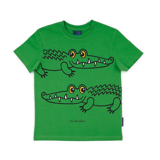 Bo Bendixen Kinder T-Shirt grün, schwarz Krokodil