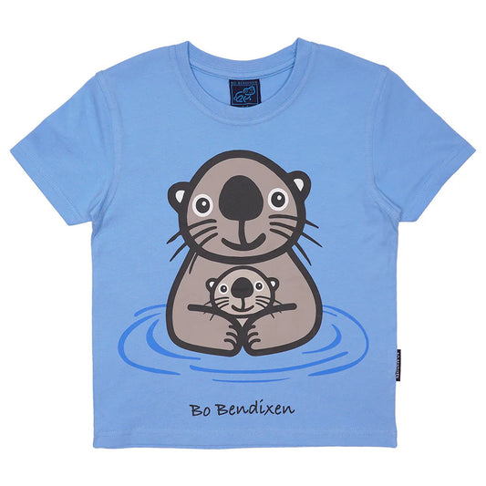 Bo Bendixen Kinder T-Shirt hellblau, grau Seeotter mit Baby