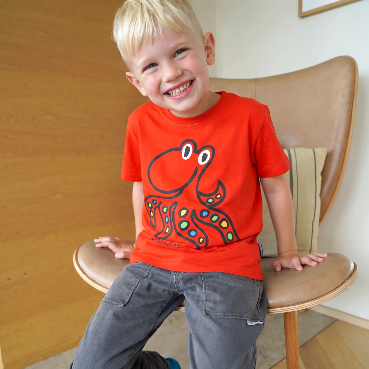 Bo Bendixen Kinder T-Shirt Octopus rot