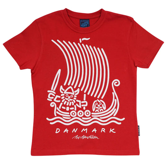 Bo Bendixen Kinder T-Shirt rot Wikingerschiff
