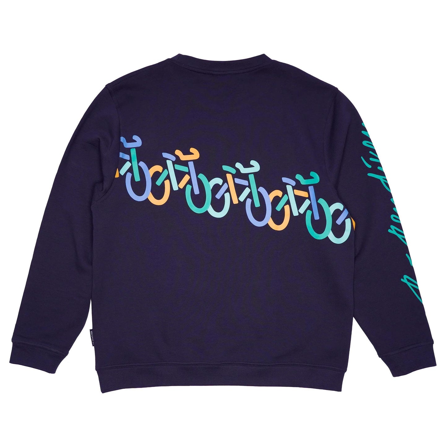 Bo Bendixen Sweatshirt Rundausschnitt navy, bunt Fahrräder auf und runter