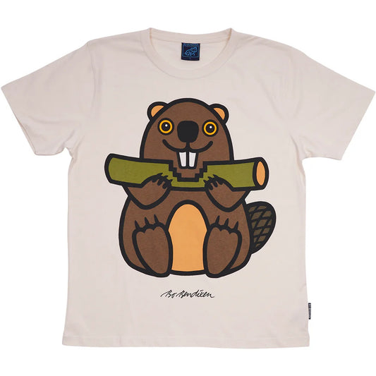 Bo Bendixen Kinder T-Shirt off white, braun Biber