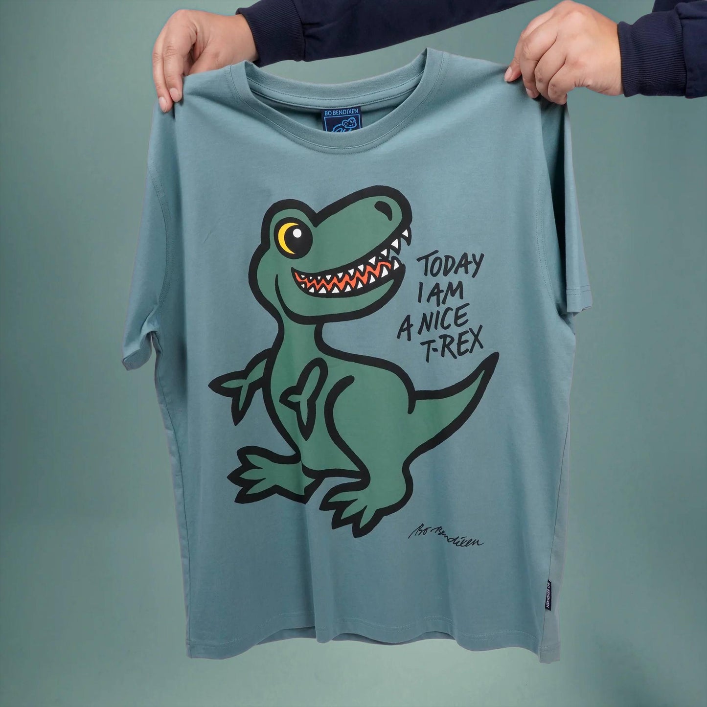 Bo Bendixen T-Shirt graugrün T-Rex