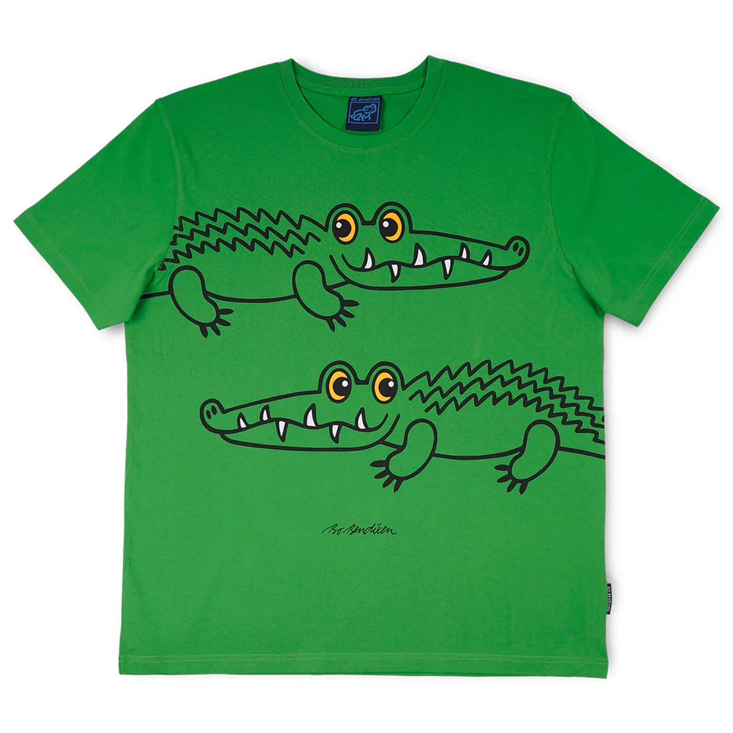 Bo Bendixen T-Shirt grün, schwarz Krokodil