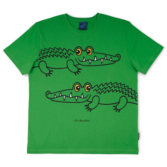 Bo Bendixen T-Shirt grün, schwarz Krokodil